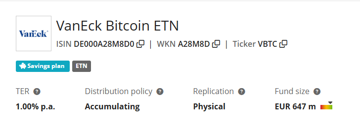 VanEck Bitcoin ETN (DE000A28M8D0)