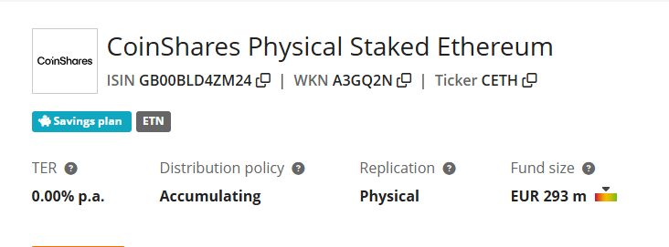 10 Best Crypto ETFs in Europe for Secure & Regulated Investment 11 oinShares Physical Staked Ethereum (GB00BLD4ZM24)