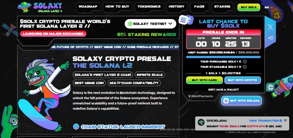 10 Top Fair Launch Cryptos In 2025 10 Solaxy (SOLX)