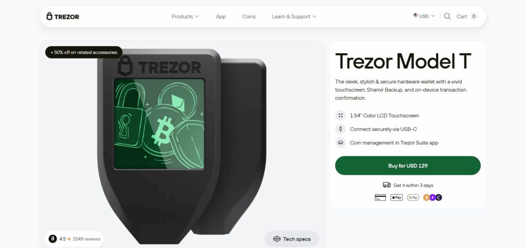 10 Best Crypto Wallets For USA Peoples 8 Trezor Model T