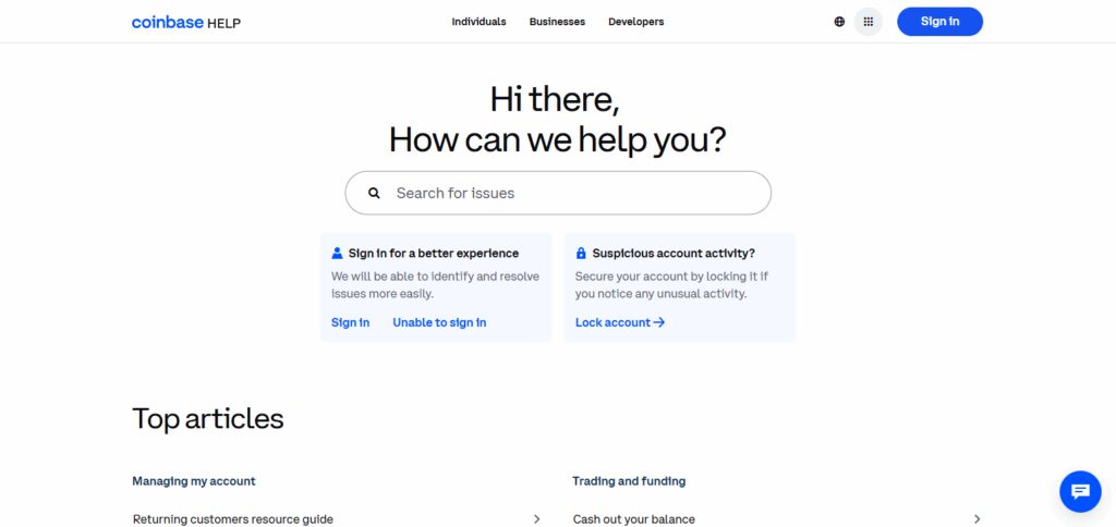 Open Coinbase Help Center