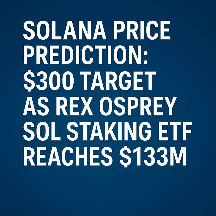 Solana Price Prediction: $300 Target as Rex Osprey SOL Staking ETF Reaches $133M