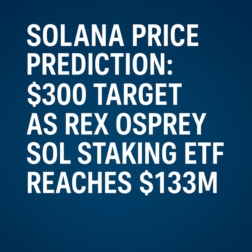 Solana Price Prediction: $300 Target as Rex Osprey SOL Staking ETF Reaches $133M