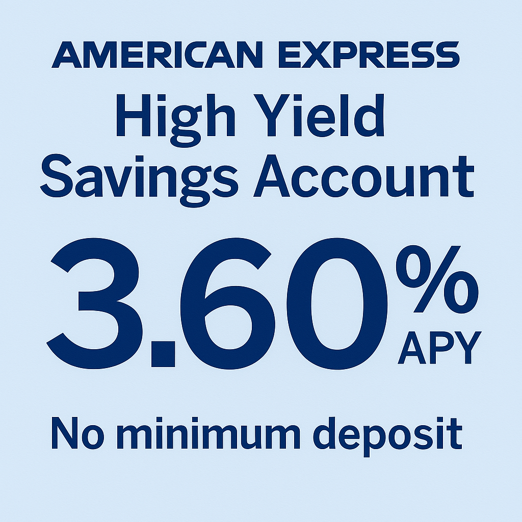 10 American Express High Yield Savings – Features & Benefits 2 American Express® High Yield Savings Account - 3.60% APY, no minimum deposit