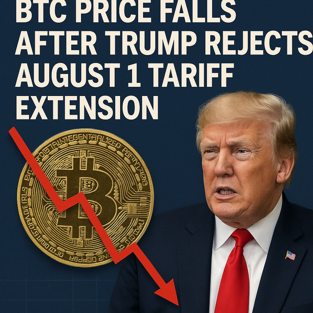 BTC Price Falls After Trump Rejects August 1 Tariff Extension 2 BTC Price Reaches a Low of 108k as Trump Announces No Extension on August 1 Deadline for Tariffs