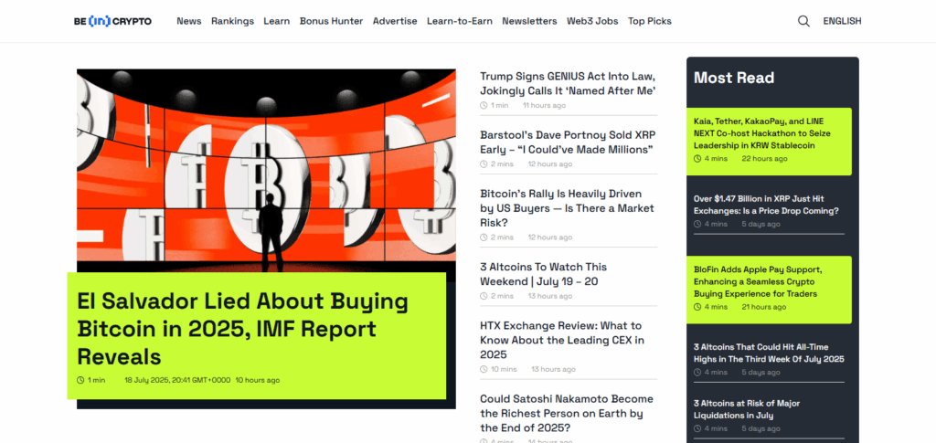 9 Best AI-Based Crypto News Platforms for Real-Time Insights 8 BeInCrypto