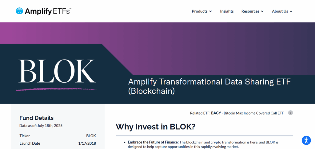 10 Best Crypto ETFs to Buy in 2025 7 Amplify Transformational Data Sharing ETF (BLOK)