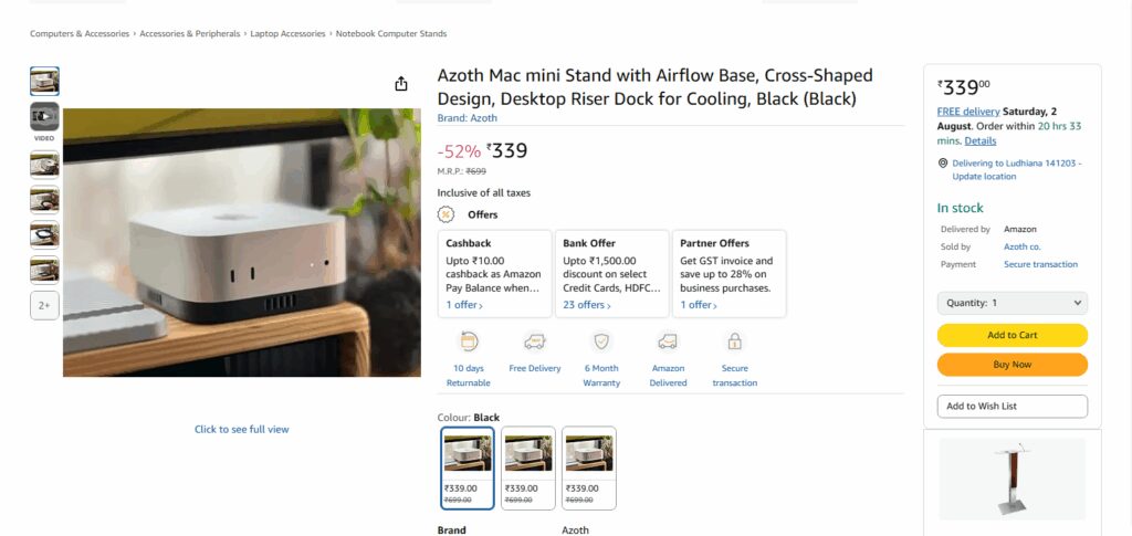 10 Best Mac Mini M4 Accessories to Boost Performance & Productivity 3 Azoth Stand with Airflow Base