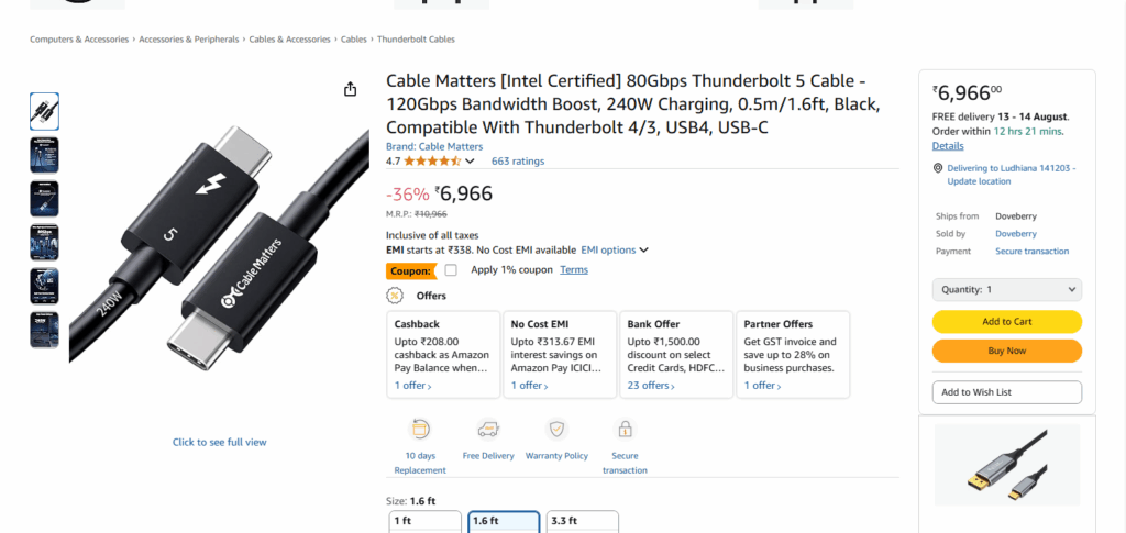 Cable Matters Thunderbolt 5 Cable