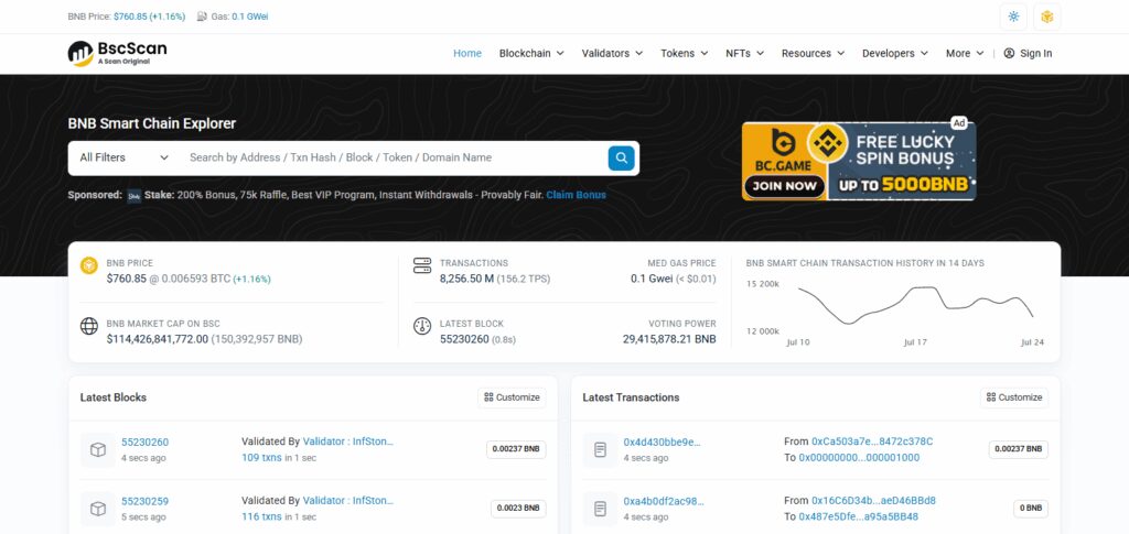 Block Explorer URL: https://bscscan.com