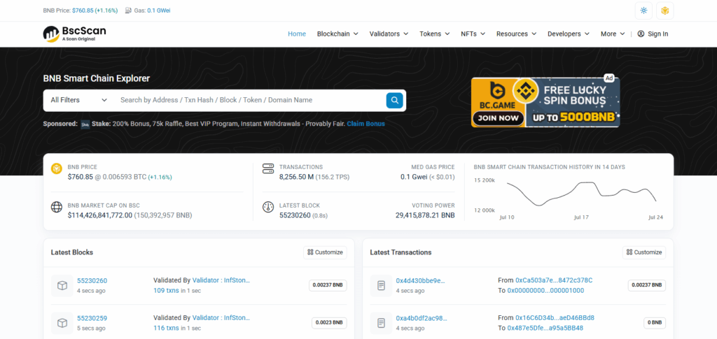 Block Explorer URL: https://bscscan.com