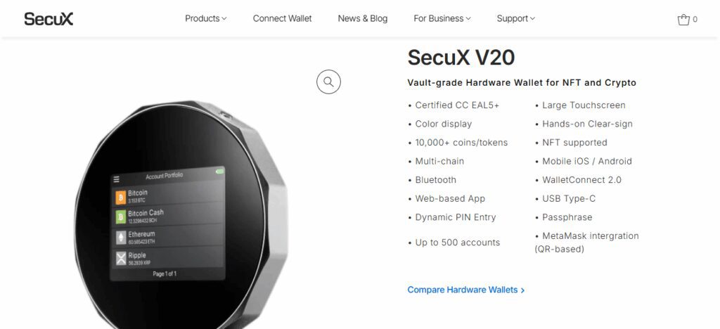 10 Best Hardware Wallets for Avalanche AVAX 9 SecuX V20