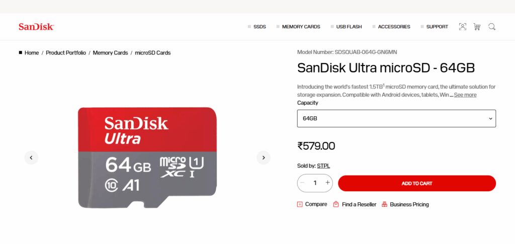 SanDisk Ultra 64GB microSD