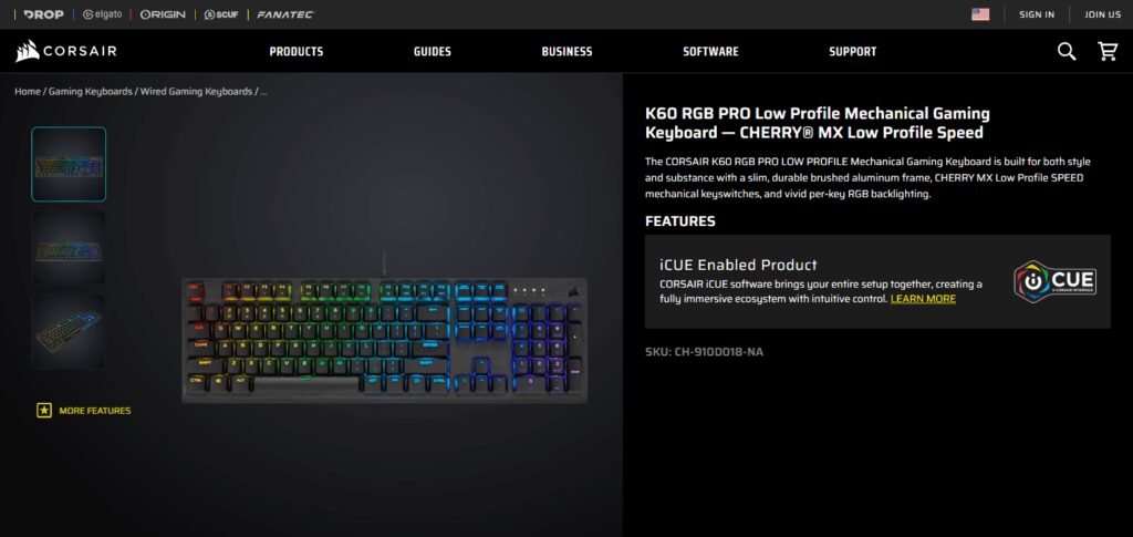 Corsair K60 RGB Pro Keyboard