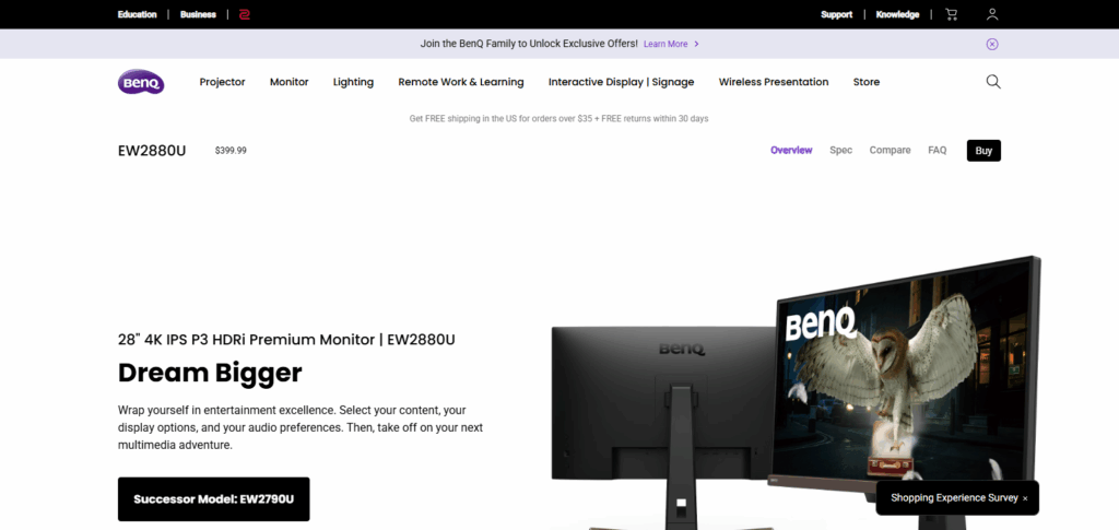 10 Best Gaming Monitors with Eye Comfort Mode 4 BenQ EW2880U