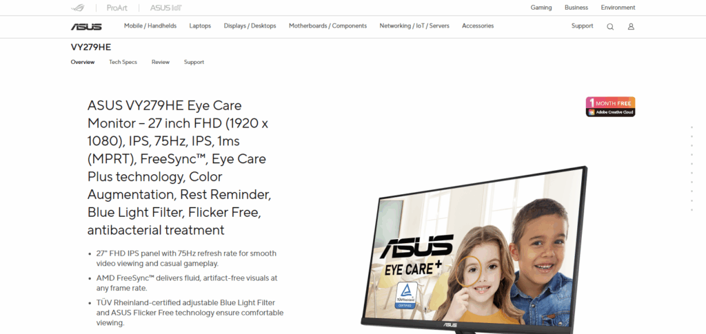 10 Best Gaming Monitors with Eye Comfort Mode 6 ASUS VY279HE