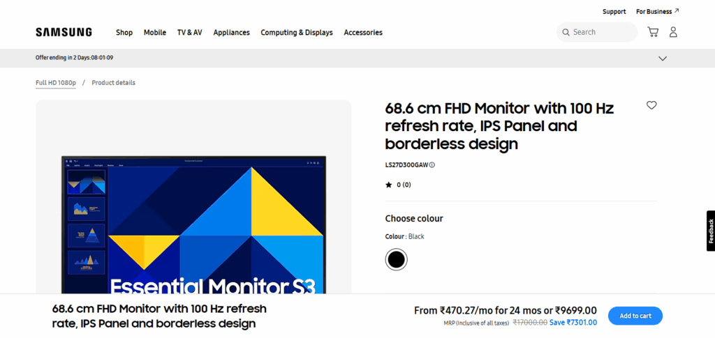 10 Best Gaming Monitors with Eye Comfort Mode 7 Samsung S30GD Essential