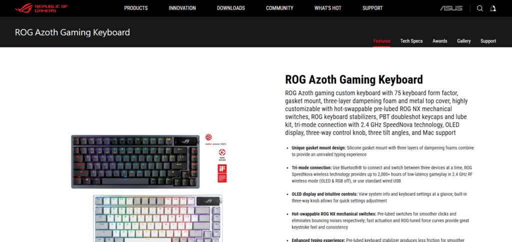 10 Best Gaming Keyboards with Silent Keys 7 ASUS ROG Azoth