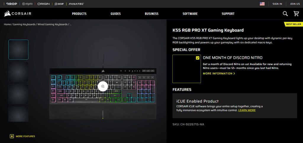 10 Best Gaming Keyboards with Silent Keys 4 Corsair K55 RGB Pro XT