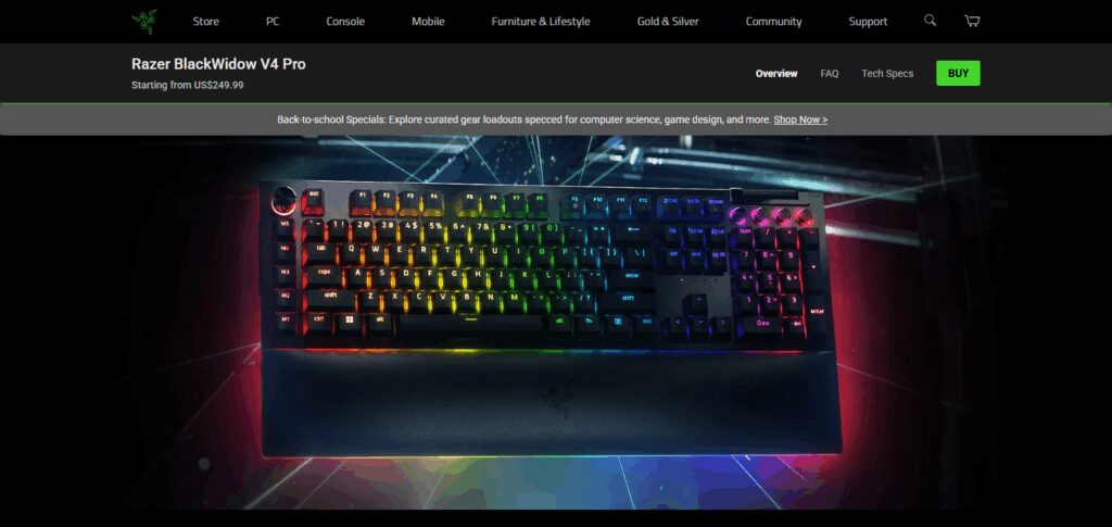 10 Best Gaming Keyboards with Silent Keys 2 Razer BlackWidow V4 Pro