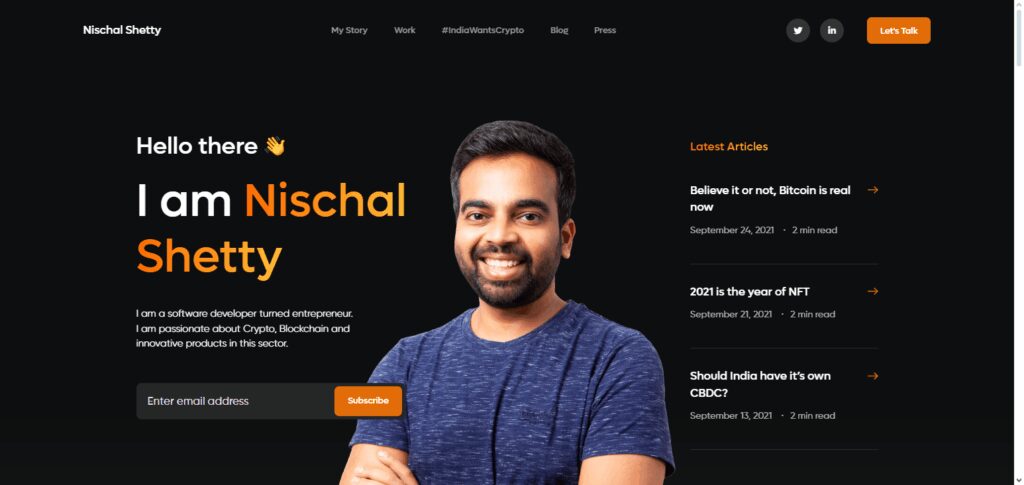 Nischal Shetty - Founder of WazirX and Crypto Exchange Guru of India.