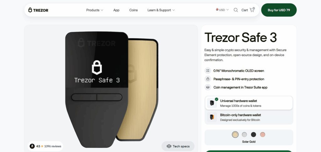 10 Best in Crypto Wallet That Self-Destructs on Suspicious Activity 8 Trezor Safe 3