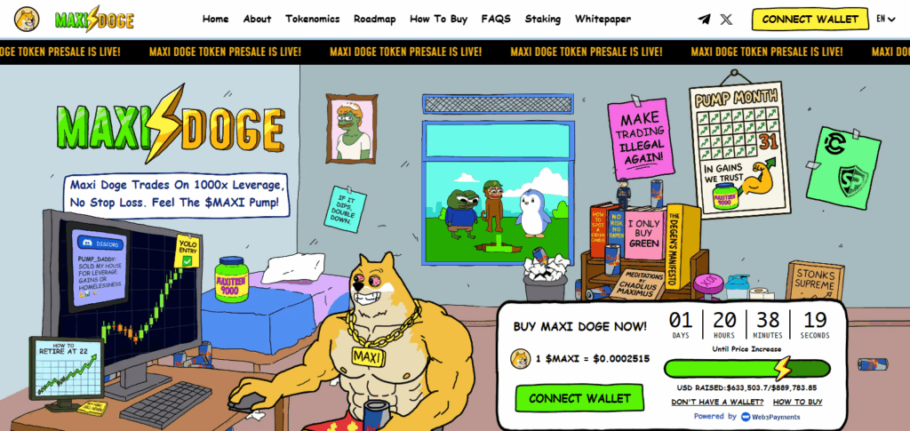 10 Crazy Low-Cap Crypto Alternatives with Moonshot Potential 3 Maxi Doge ($MAXI)