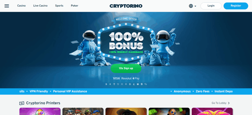 10 Best Crypto Casino for Play-To-Earn Games 9 Cryptorino