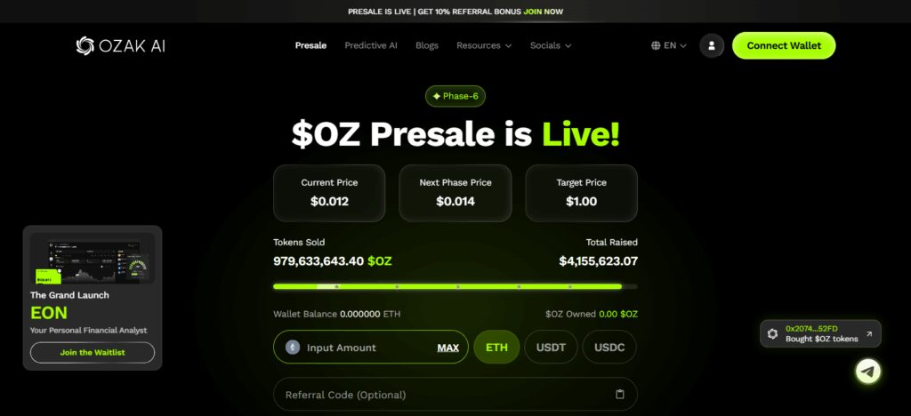 Top 9 Best AI Coins on Coinbase to Buy in 2026 10 Ozak AI (OZ)