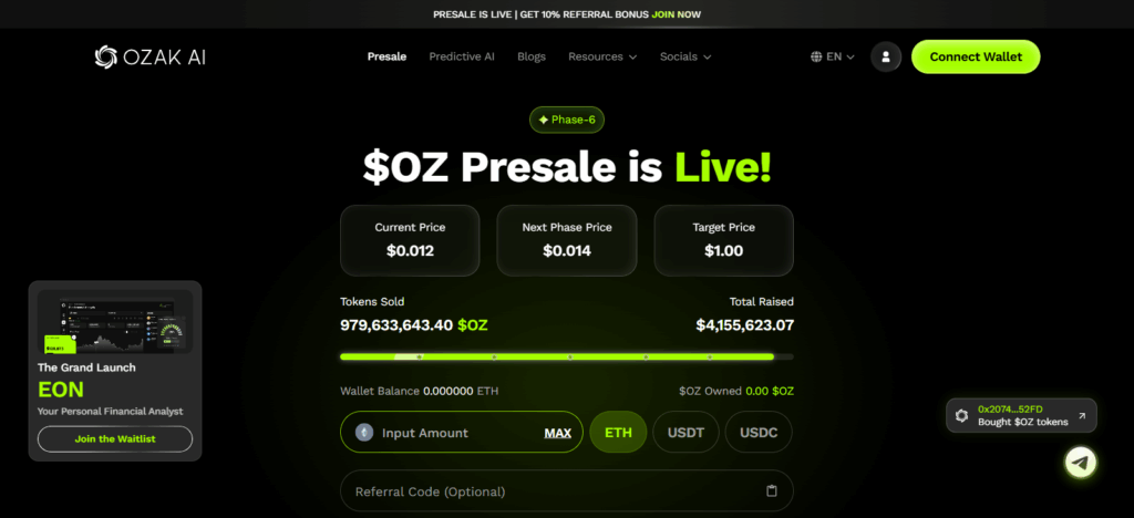 Top 9 Best AI Coins on Coinbase to Buy in 2025 10 Ozak AI (OZ)