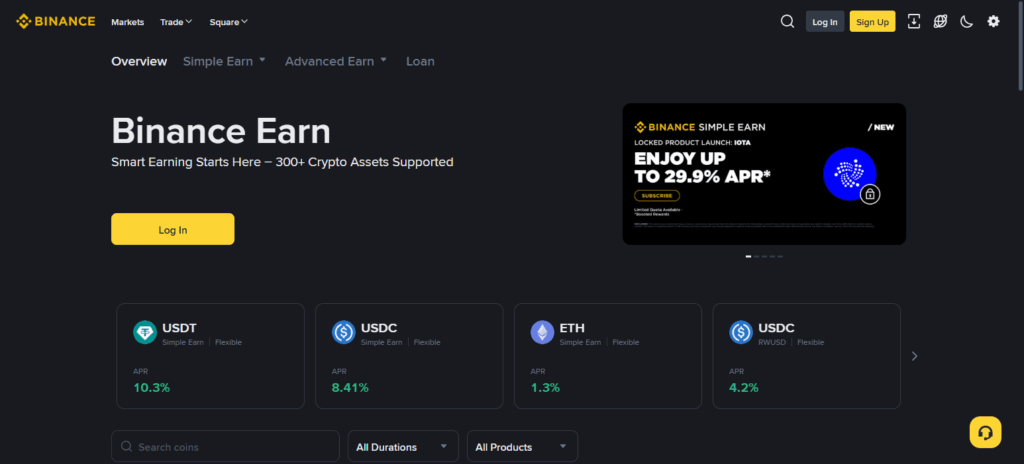Step 3: Access Binance Earn