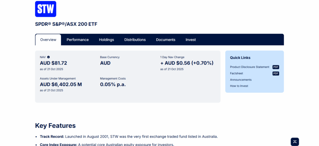Top 10 ASX ETFs to watch in 2025 6 SPDR S&P/ASX 200 ETF (STW)