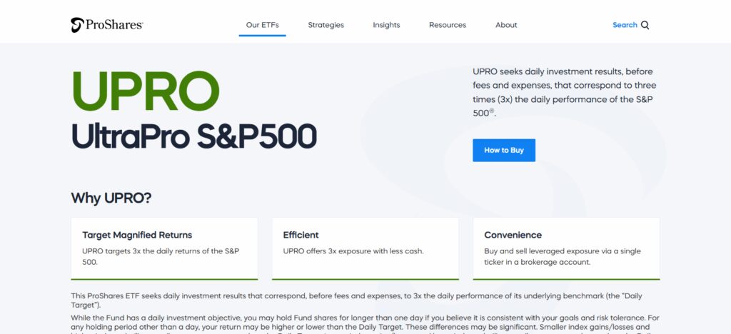 10 Best 3x Leveraged Bitcoin ETFs to Watch 6 ProShares UltraPro S&P500 (UPRO)