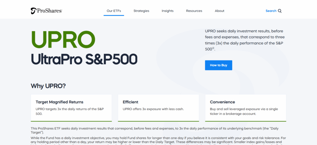 10 Best 3x Leveraged Bitcoin ETFs to Watch 6  ProShares UltraPro S&P500 (UPRO)