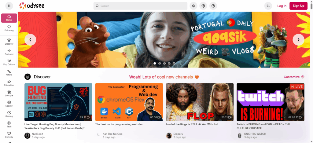 10 Best Blockchain-Based YouTube Alternatives to Explore 2 Odysee