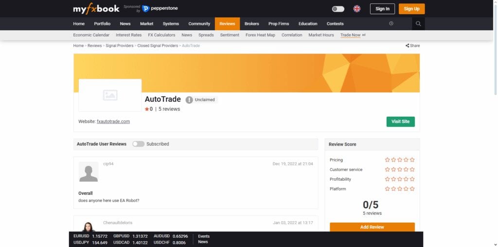 Myfxbook AutoTrade