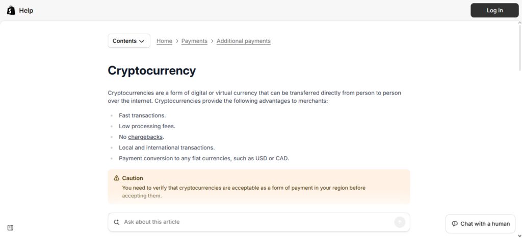 Shopify Payments (Crypto)