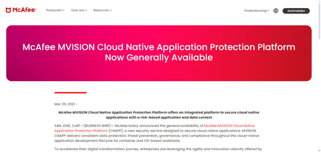 McAfee MVISION Cloud Workload Protection