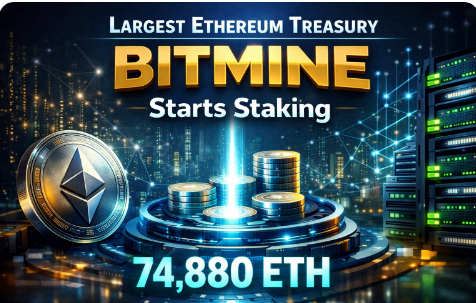 Largest Ethereum Treasury Bitmine Starts Staking 74,880 ETH