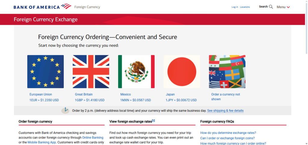 Bank of America Foreign Currency Account