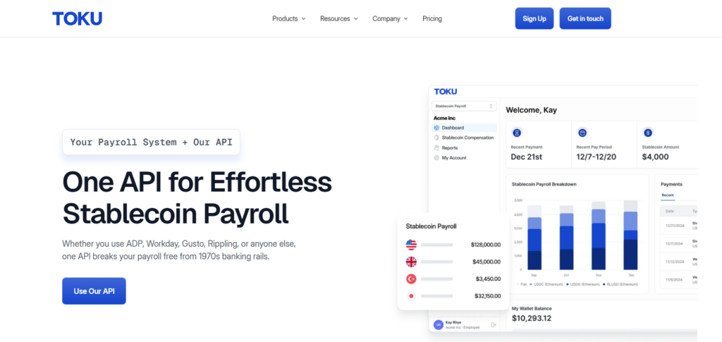 Top 10 "PayFi" Platforms to Pay Employees in Stablecoins 5 Toku