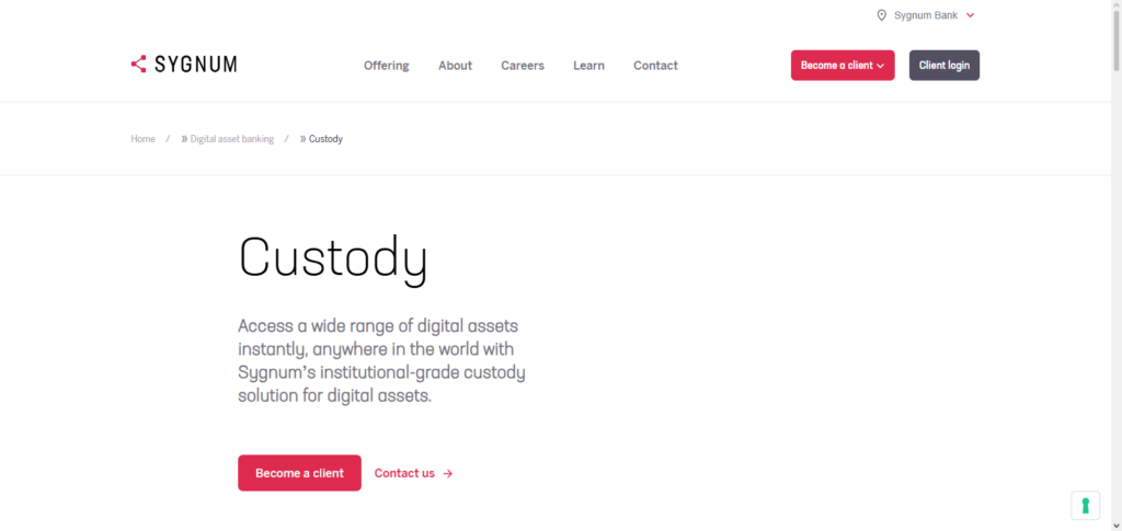 10 Top Institutional Crypto Custodians for HNW Portfolios 10 Sygnum Bank Custody
