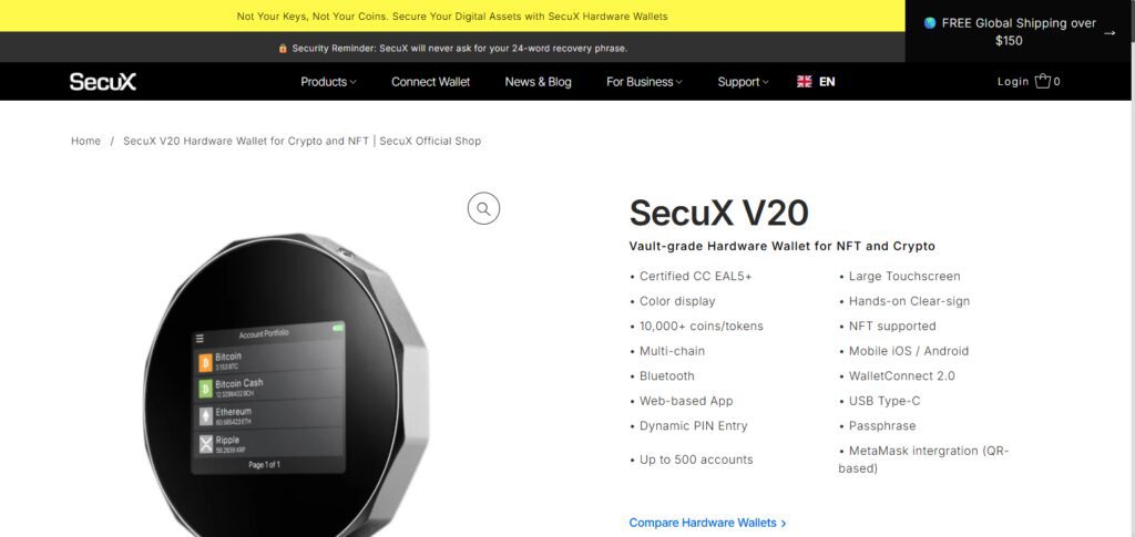 11 Best OneKey Pro Hardware Alternatives for Secure Crypto 11 SecuX V20