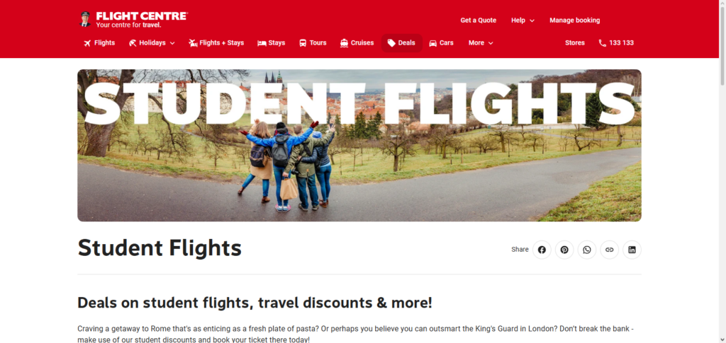10 Best Travel Agency for Student Flight Discounts 3 Flight Centre (Student Travel Division)