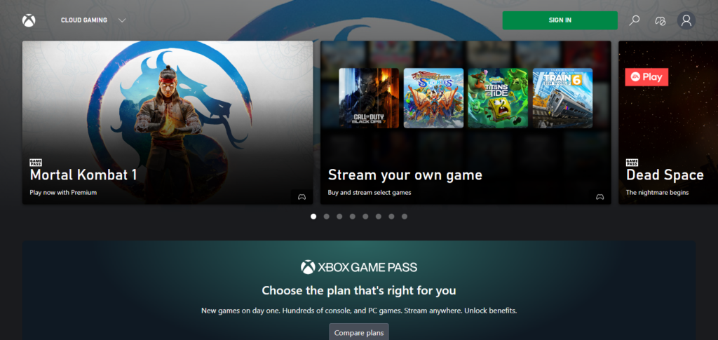High-End AAA Streaming — Best: Xbox Cloud Gaming (via Game Pass Ultimate