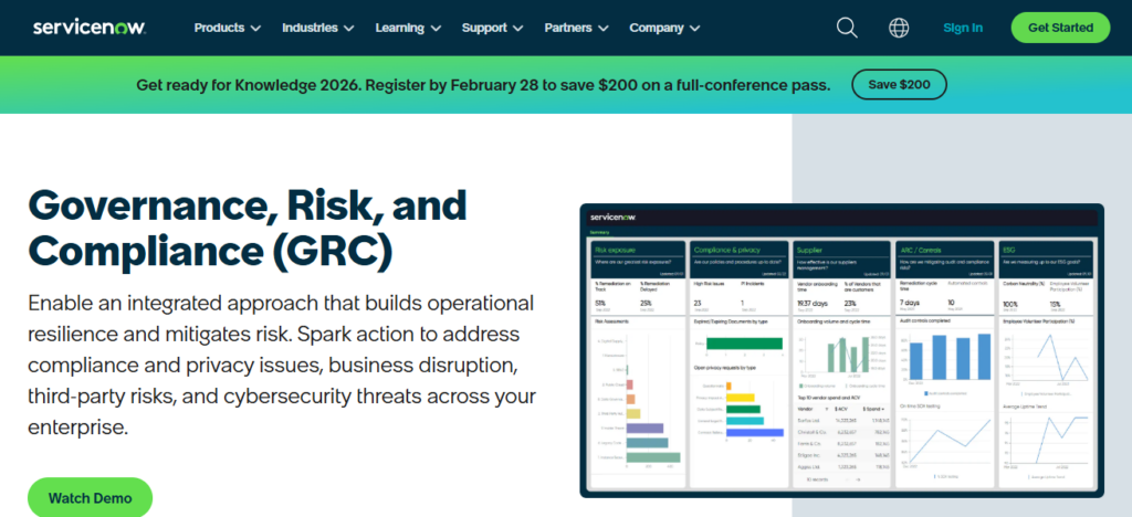 10 Best Governance, Risk & Compliance (GRC) Software Guide 2 ServiceNow GRC