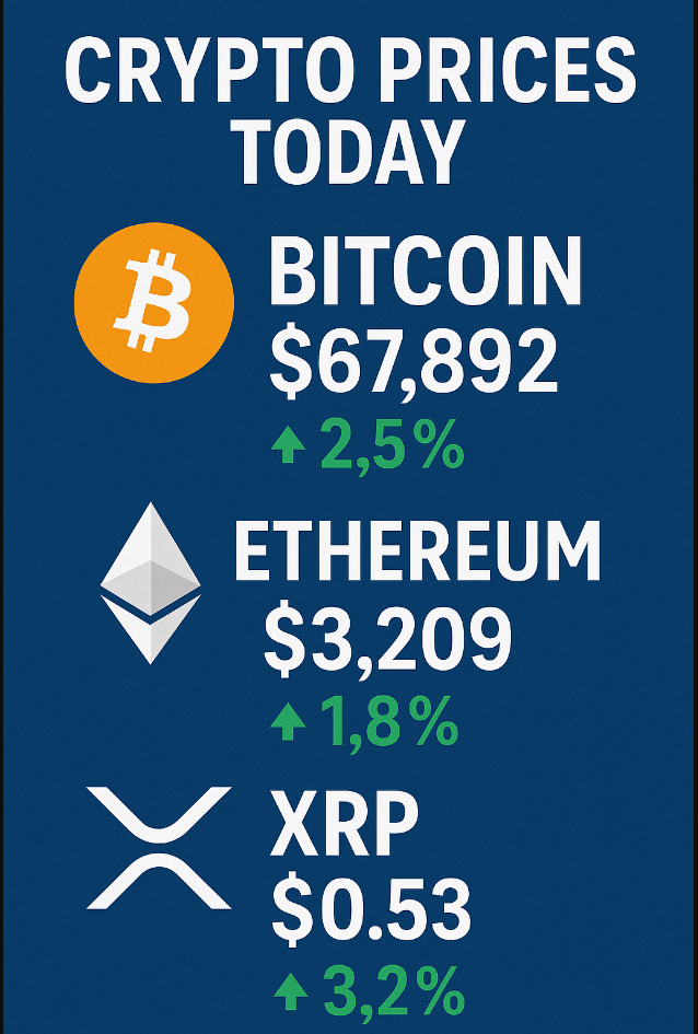 Crypto Prices Today: Bitcoin, Ethereum & XRP Rise