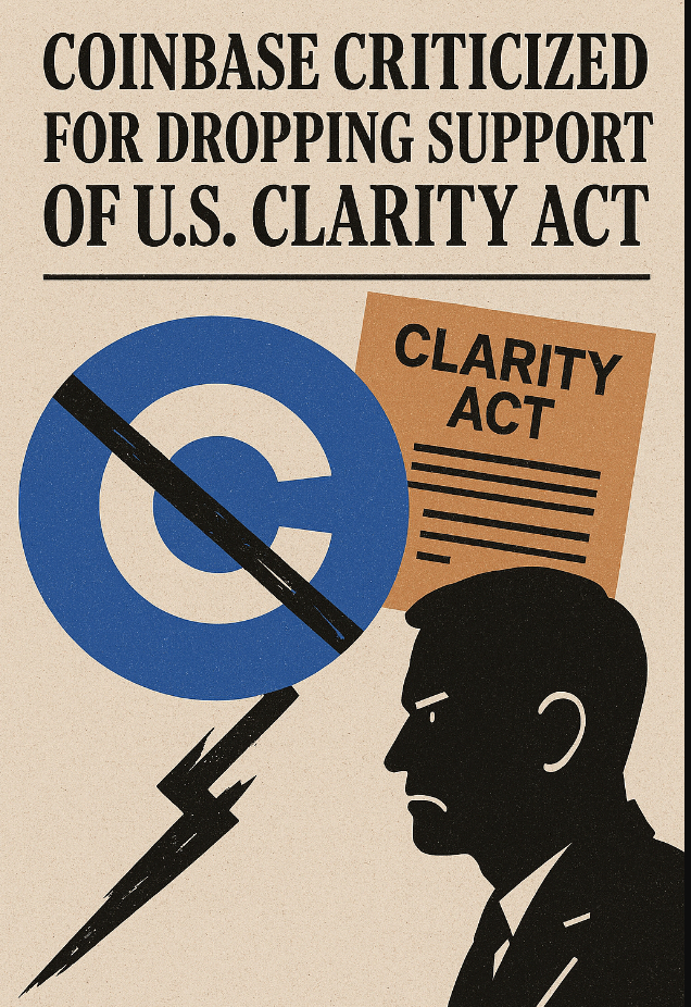 Coinbase Criticized for Dropping Support of US CLARITY Act