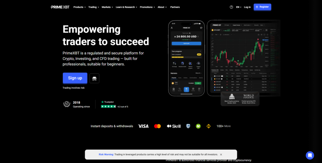 PrimeXBT - High-Leverage Shorting Platform for Multiple Assets