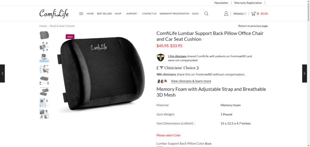 ComfiLife Lumbar Support Pillow
